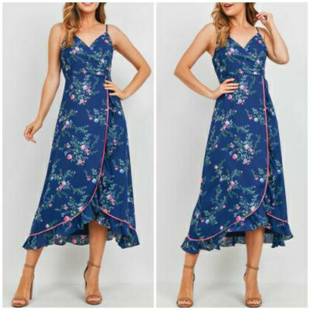 LAST ONE❗️Boho Chic Navy Blue Floral Maxi Dress - Picture 4 of 6